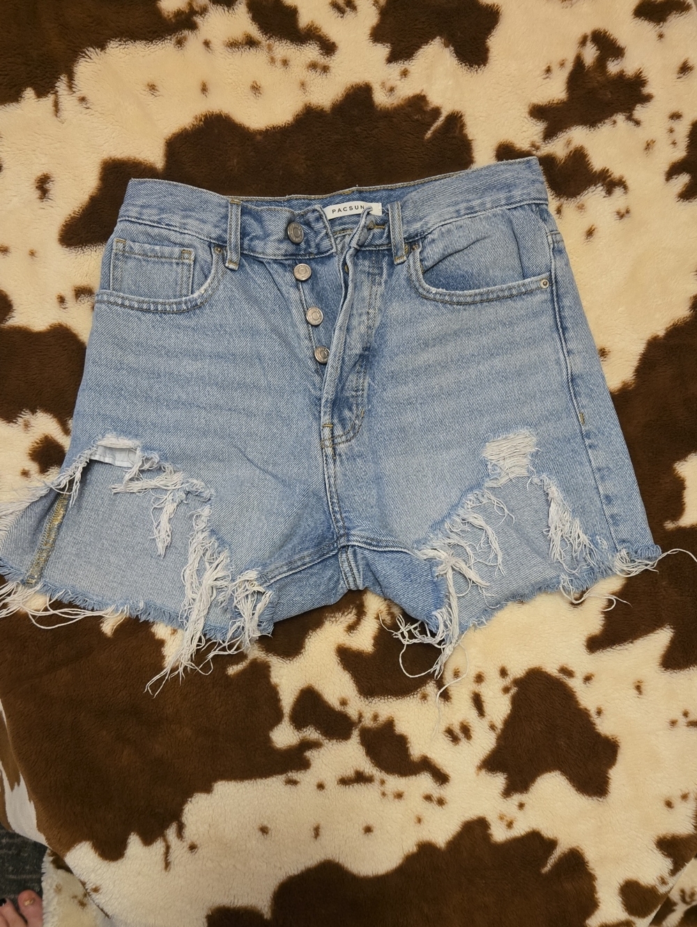 PacSun Light Wash Distressed High-Waist Denim Shorts